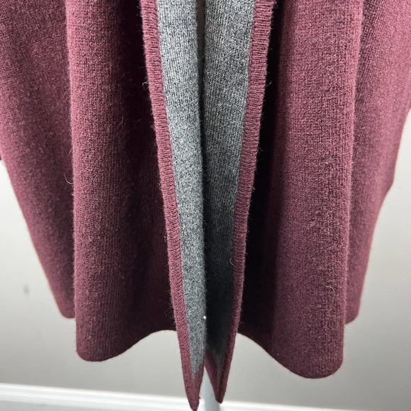 Ann Taylor Loft Maroon Gray Wool Blend Open Cardigan XS Sweater Jacket - Picture 7 of 14
